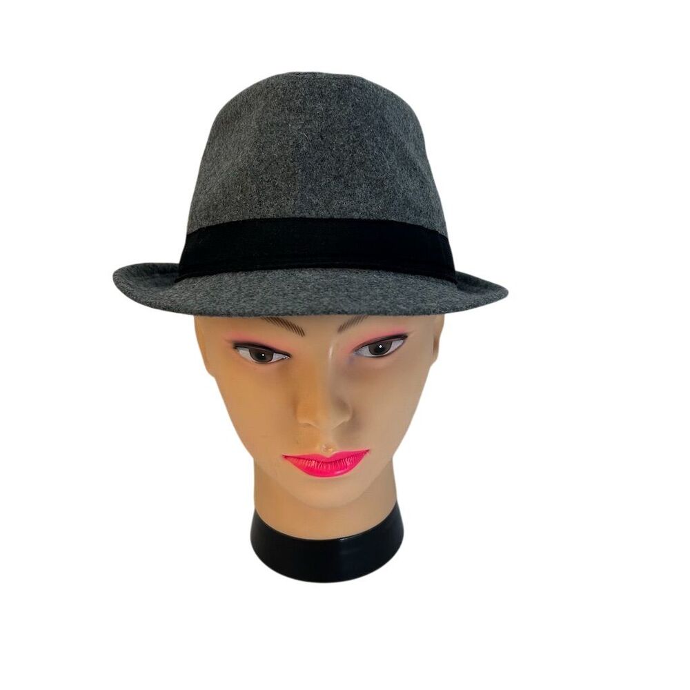Unbranded Men's Gray Fedora Hat Size 60cm  7 1/2 with Black Band
